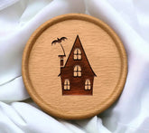 Haunted House Silhouette SVG with Bat - Eerie Halloween Design SVG